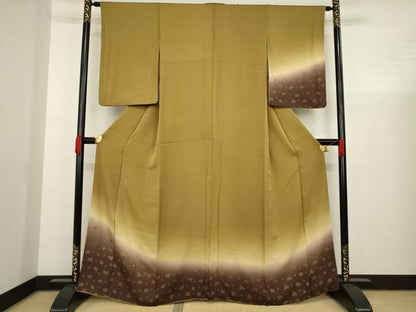 平和屋着物●訪問着 刺繍 舞花文 暈し染め 金糸 正絹 逸品 未使用 AAAX6995ck