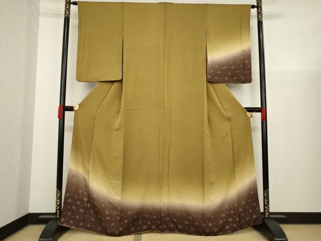 平和屋着物●訪問着 刺繍 舞花文 暈し染め 金糸 正絹 逸品 未使用 AAAX6995ck