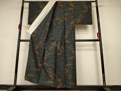 平和屋着物▽本場大島紬 単衣 蔦の葉文 正絹 逸品 未使用 AAAX7119jd