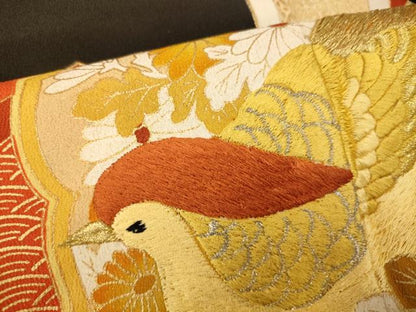 平和屋着物■豪華黒留袖　刺繍　鳳凰枝花文　金彩　正絹　逸品　AAAX7136fw