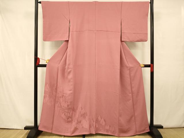 平和屋着物■豪華色留袖 樹林地紋 退紅色 正絹 逸品 aaax7176fw