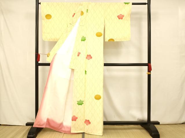 平和屋着物■小紋　舞花文　暈し染め　金彩　洗える着物　AAAX7239fw