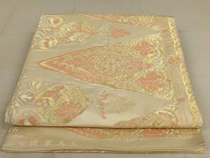 平和屋着物◎六通柄袋帯　古渡華鳥文　金銀糸　正絹　逸品　AAAX7244ou
