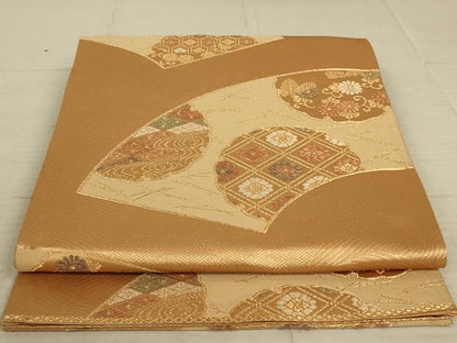 平和屋着物◎六通柄袋帯 地紙花文 金糸 正絹 逸品 AAAX7269ou