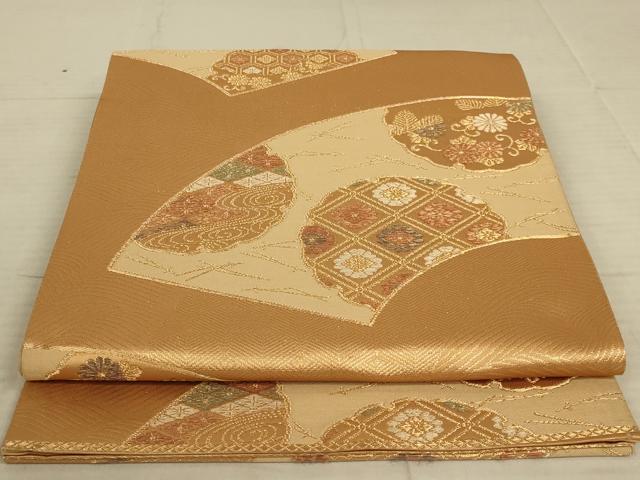 平和屋着物◎六通柄袋帯 地紙花文 金糸 正絹 逸品 AAAX7269ou