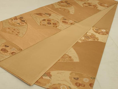 平和屋着物◎六通柄袋帯 地紙花文 金糸 正絹 逸品 AAAX7269ou