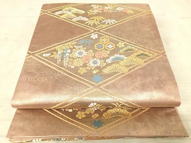 平和屋着物◎六通柄袋帯　唐織　花菱文　金糸　正絹　逸品　AAAX7455yx
