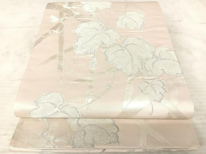 平和屋着物◎六通柄袋帯　竹蔦の葉文　銀糸　正絹　逸品　AAAX7474yx