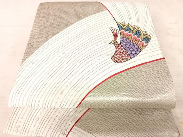 平和屋着物◎六通柄袋帯　唐織　孔雀文　金銀糸　正絹　逸品　AAAX7497yx