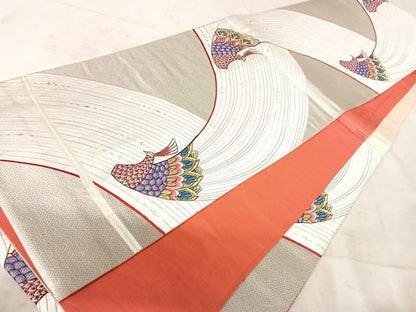 平和屋着物◎六通柄袋帯　唐織　孔雀文　金銀糸　正絹　逸品　AAAX7497yx