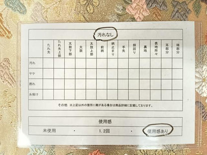 平和屋着物◎六通柄袋帯　唐織　草花文　金糸　正絹　逸品　AAAX7500yx