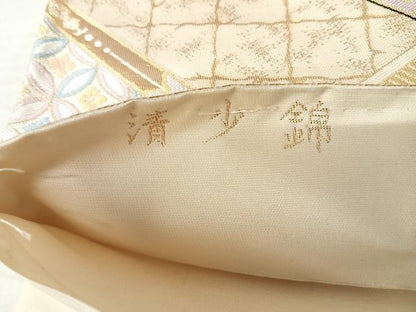 平和屋着物◎六通柄袋帯　唐織　清少錦　孔雀更紗花文　金糸　正絹　逸品　AAAX7512yx