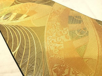 平和屋着物◎六通柄袋帯　束ね熨斗花鳥文　金糸　正絹　逸品　AAAX7533yx