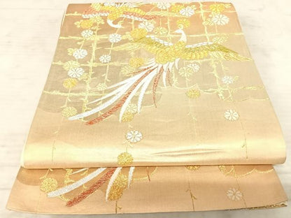 平和屋着物◎六通柄袋帯　鳳凰花文　金銀糸　正絹　逸品　AAAX7547yx
