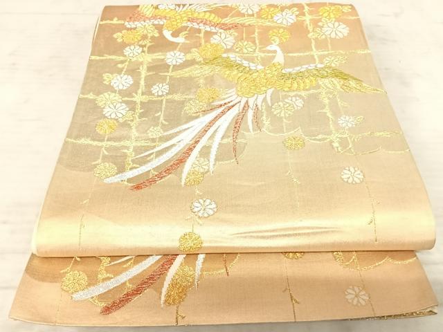 平和屋着物◎六通柄袋帯　鳳凰花文　金銀糸　正絹　逸品　AAAX7547yx