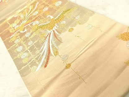平和屋着物◎六通柄袋帯　鳳凰花文　金銀糸　正絹　逸品　AAAX7547yx