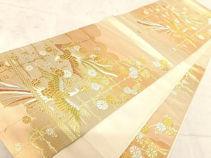 平和屋着物◎六通柄袋帯　鳳凰花文　金銀糸　正絹　逸品　AAAX7547yx