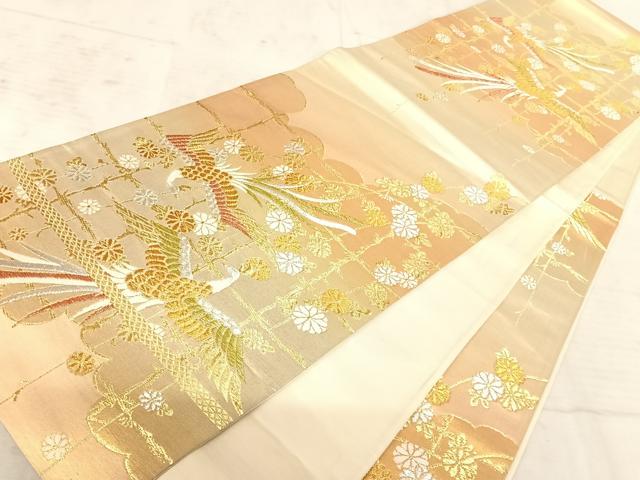 平和屋着物◎六通柄袋帯　鳳凰花文　金銀糸　正絹　逸品　AAAX7547yx