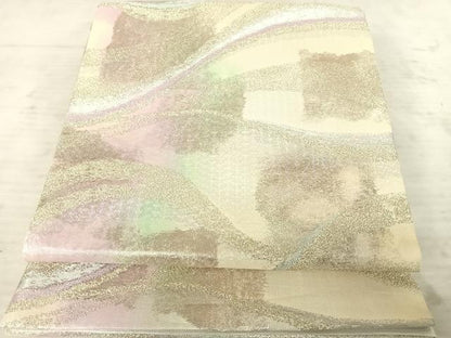 平和屋着物◎六通柄袋帯　霞文　金銀糸　正絹　逸品　AAAX7557yx
