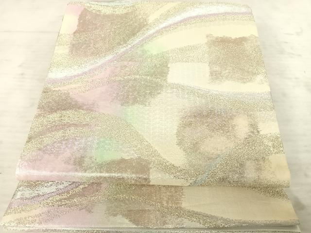 平和屋着物◎六通柄袋帯　霞文　金銀糸　正絹　逸品　AAAX7557yx