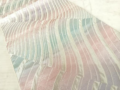 平和屋着物◎佐賀錦　六通柄袋帯　霞文　銀糸　正絹　逸品　AAAX7559yx