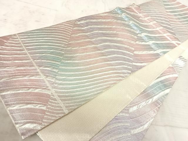 平和屋着物◎佐賀錦　六通柄袋帯　霞文　銀糸　正絹　逸品　AAAX7559yx