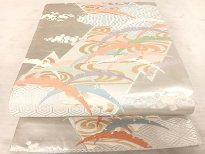 平和屋着物◎六通柄袋帯　唐織　雪芝文　金銀糸　正絹　逸品　AAAX7561yx