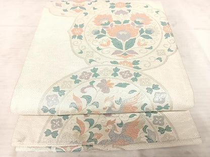 平和屋着物◎佐賀錦 六通柄袋帯 鳳凰更紗花文 銀糸 正絹 逸品 AAAX7569yx