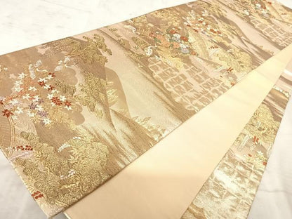 平和屋着物◎六通柄袋帯　唐織　花鳥文　金糸　正絹　逸品　AAAX7572yx