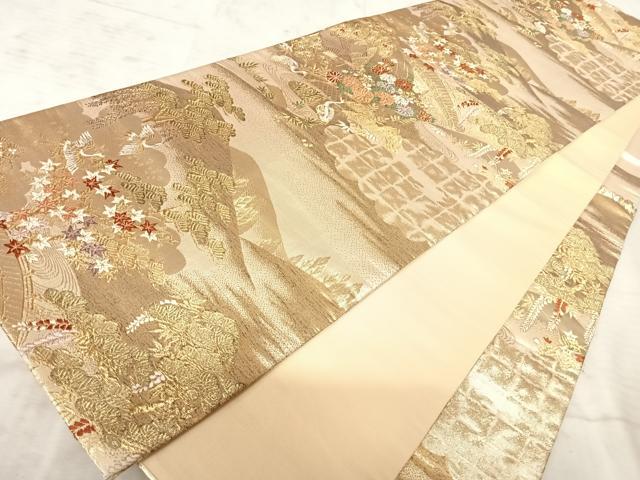 平和屋着物◎六通柄袋帯　唐織　花鳥文　金糸　正絹　逸品　AAAX7572yx