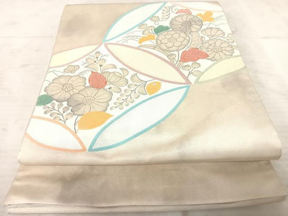 平和屋着物◎太鼓柄袋帯 七宝花文 銀座ますいわ屋 正絹 逸品 AAAX7584yx