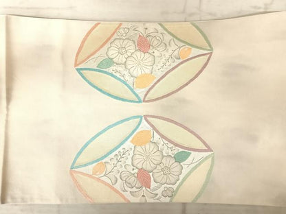 平和屋着物◎太鼓柄袋帯 七宝花文 銀座ますいわ屋 正絹 逸品 AAAX7584yx