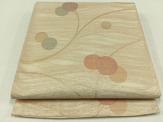 平和屋着物＊夏物　六通柄袋帯　枝花文　金糸　正絹　逸品　AAAX7667jh