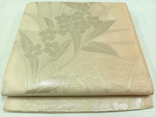 平和屋着物＊夏物 六通柄袋帯 草花文 銀糸 正絹 逸品 AAAX7668jh