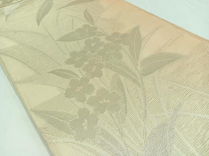 平和屋着物＊夏物 六通柄袋帯 草花文 銀糸 正絹 逸品 AAAX7668jh