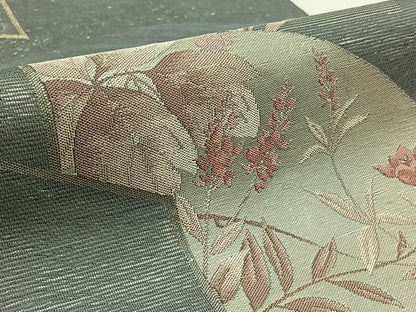 平和屋着物＊夏物 六通柄袋帯 地紙花文 銀糸 正絹 逸品 AAAX7673jh