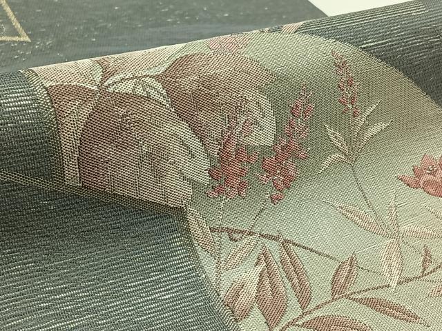 平和屋着物＊夏物 六通柄袋帯 地紙花文 銀糸 正絹 逸品 AAAX7673jh