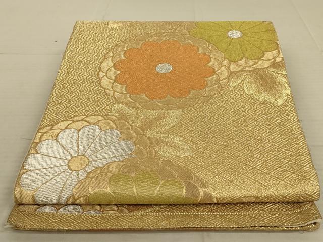 平和屋着物◎六通柄袋帯　菊文　金銀糸　正絹　逸品　AAAX7922ou