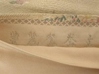 平和屋着物◎六通柄袋帯　唐織　鴛鴦花文　銀糸　正絹　逸品　AAAX7926ou