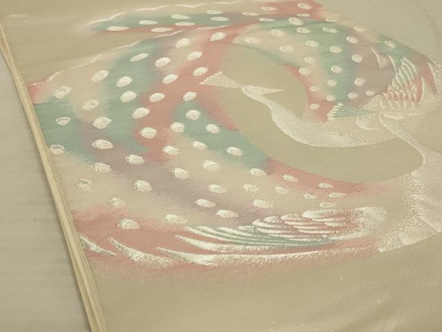 平和屋着物◎六通柄袋帯　孔雀文　銀糸　ますいわ屋扱い　正絹　逸品　AAAX7938ou