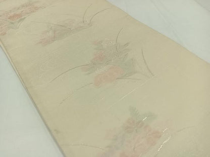 平和屋着物＊夏物 六通柄袋帯 流水花文 銀糸 正絹 逸品 AAAX7973jh