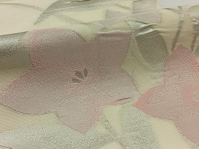 平和屋着物＊夏物 六通柄袋帯 草花文 銀糸 正絹 逸品 AAAX7997jh