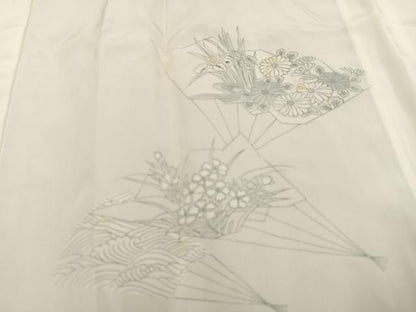 平和屋着物■長襦袢 袷 扇面草花文 正絹 逸品 AAAX8268ph
