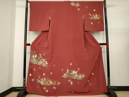 平和屋着物●訪問着　草花文　正絹　逸品　AAAX8322ck