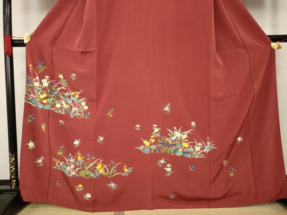 平和屋着物●訪問着　草花文　正絹　逸品　AAAX8322ck
