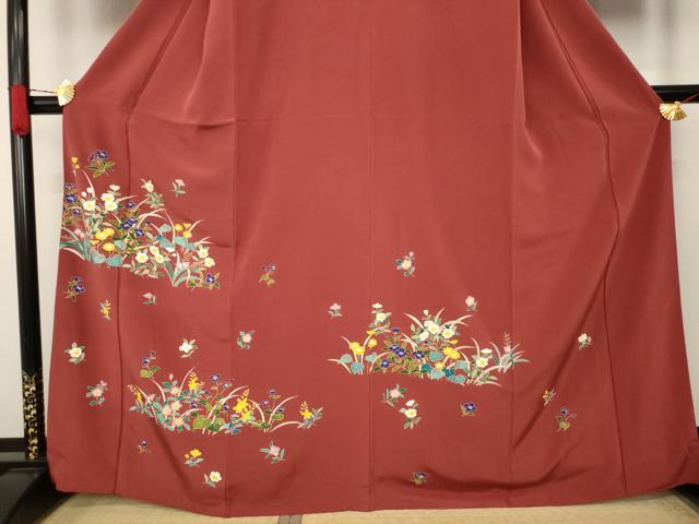 平和屋着物●訪問着　草花文　正絹　逸品　AAAX8322ck