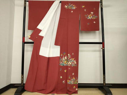 平和屋着物●訪問着　草花文　正絹　逸品　AAAX8322ck