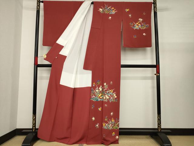 平和屋着物●訪問着　草花文　正絹　逸品　AAAX8322ck
