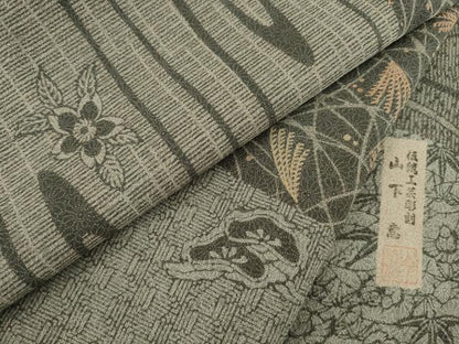 平和屋着物●訪問着 作家物 切嵌草花文 正絹 逸品 AAAX8333ck