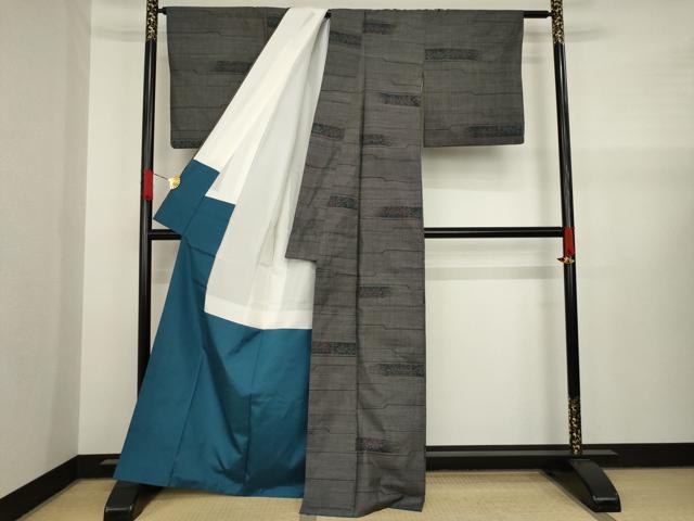 平和屋着物●本場大島紬 カタス7マルキ 横段花文 正絹 逸品 AAAX8337ck
